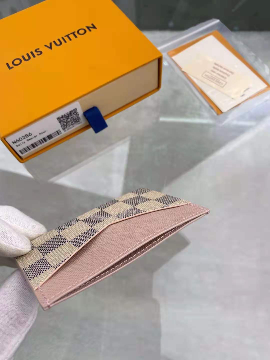 Louis Vuitton CARD HOLDER DAILY Damier Azur Pink High