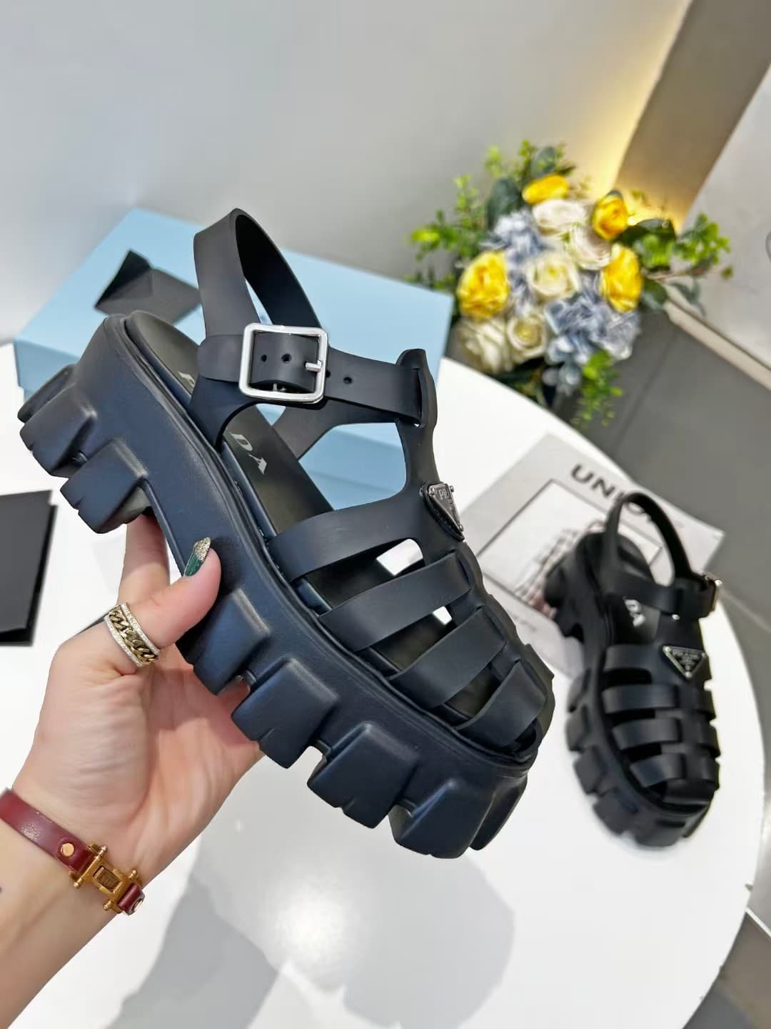 Prada Monolith Rubber Sandals
