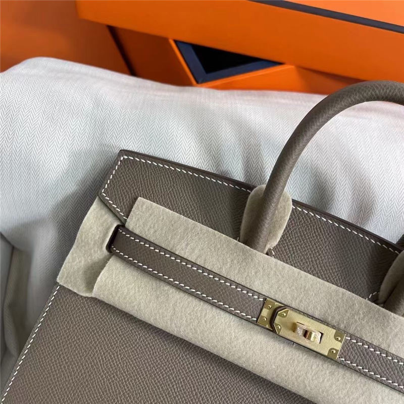 Hermes Birkin Sellier Bag Epsom Leather WAX Etoupe Gold-Metal High