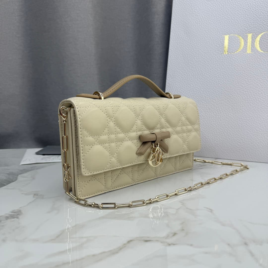 My Dior Mini Bag Beige Cannage Lambskin With Leather Bow High
