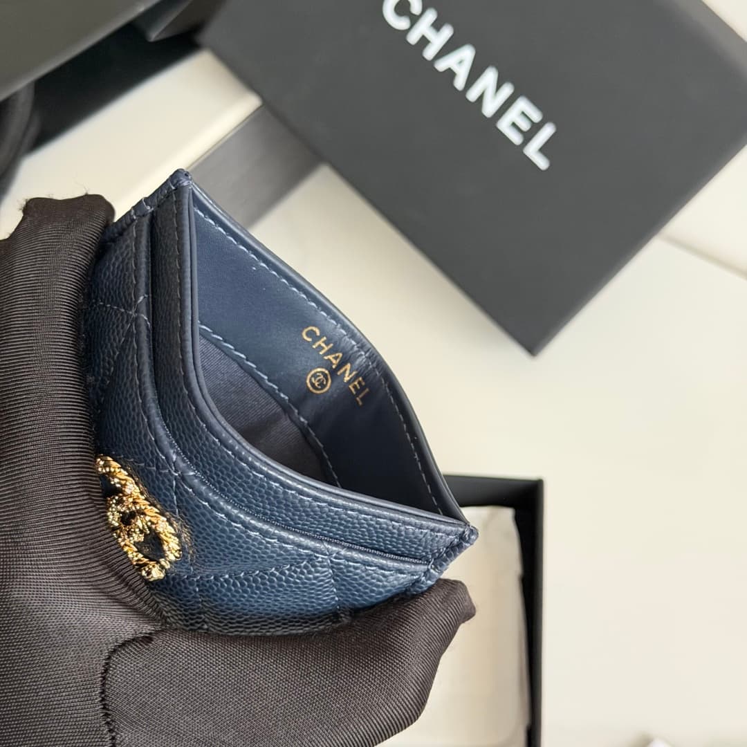Chanel Card Holder Grained Calfskin Strass& Gold-Tone Metal AP5072 High