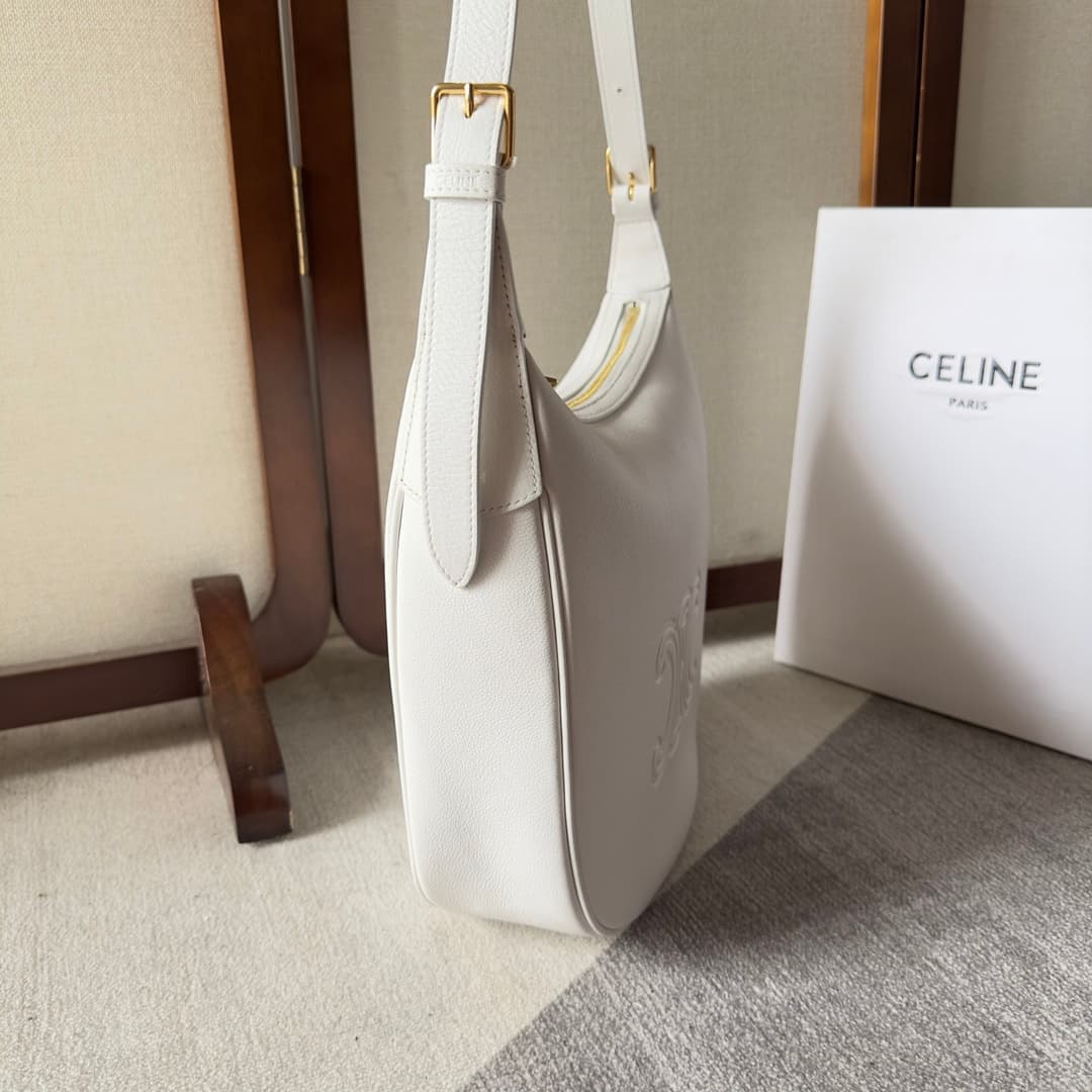 Celine Heloise Bag in White Supple Grained Calfskin High