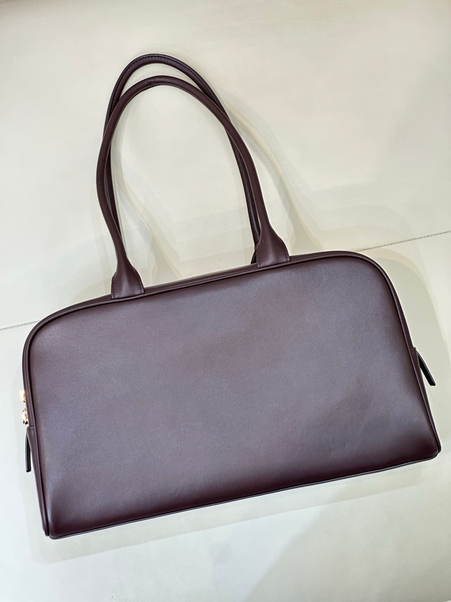 Chanel Large Bowling Bag Calfskin & Gold-Tone Metal Claret AS6211 TOP