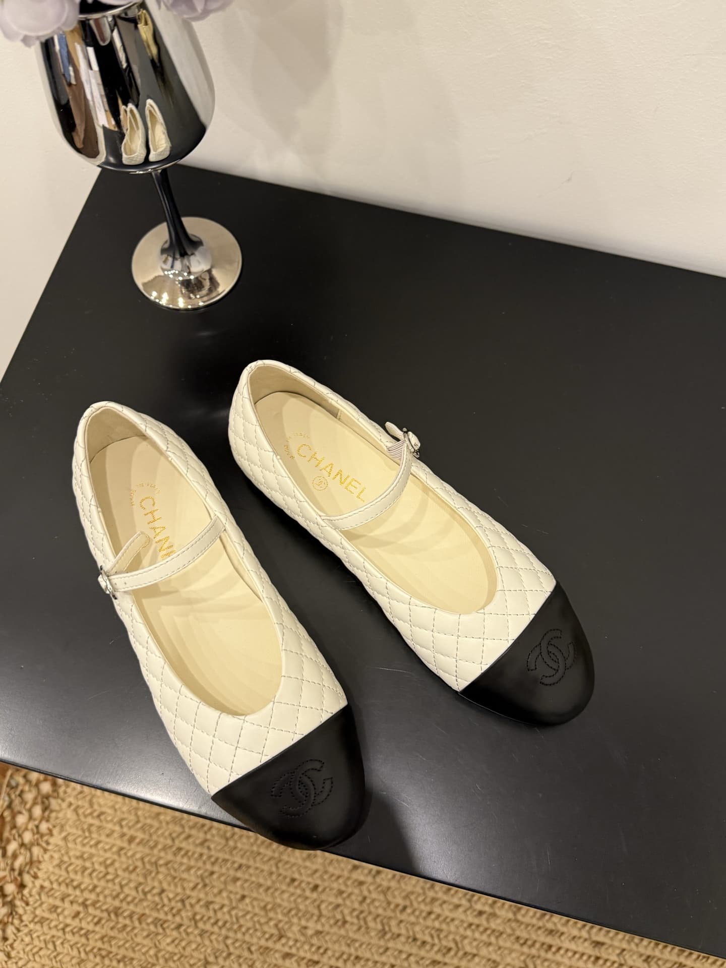 Chanel Lambskin Quilted Mary Jane Flats shoes Women