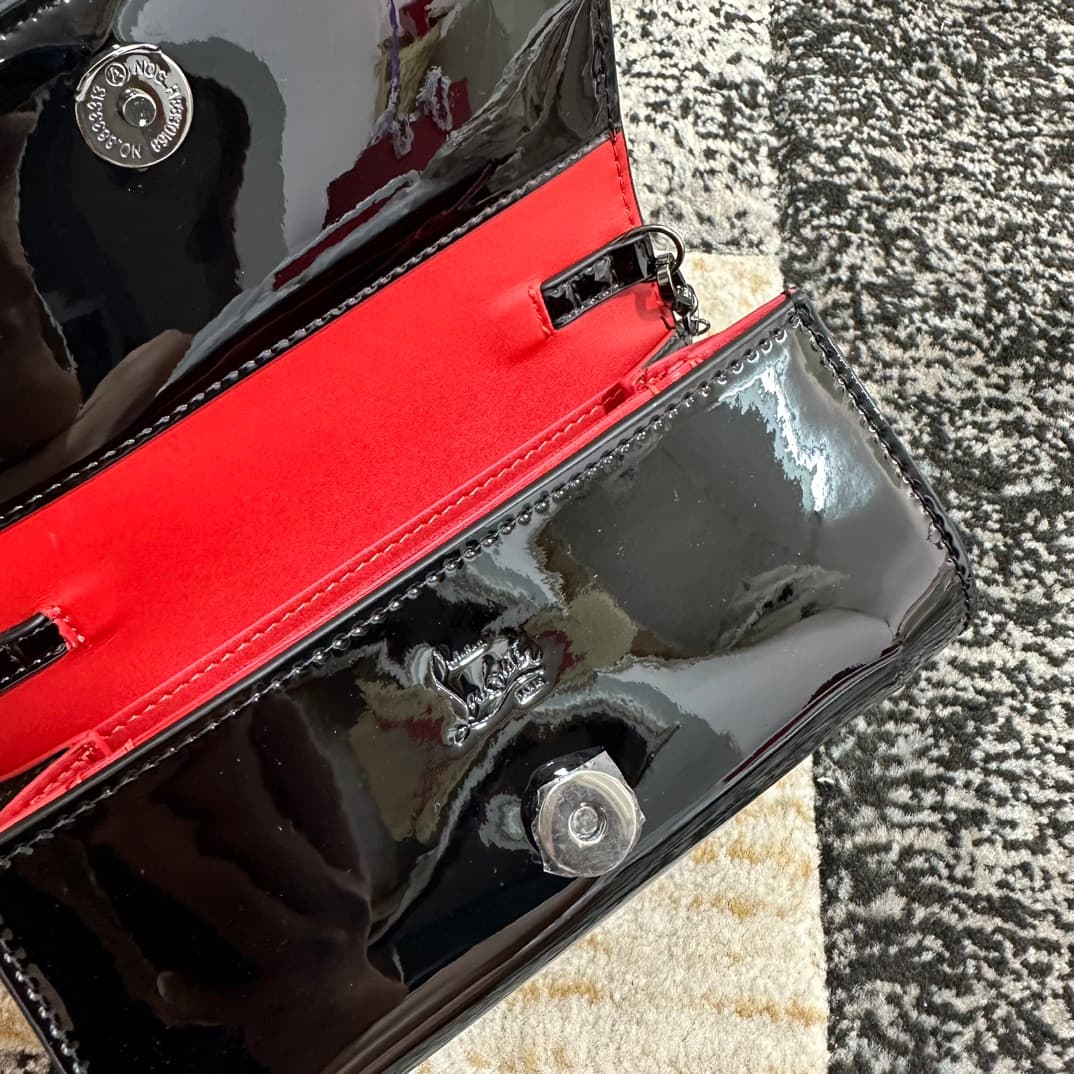 Christian Louboutin Loubi54 patent leather shoulder bag in black High