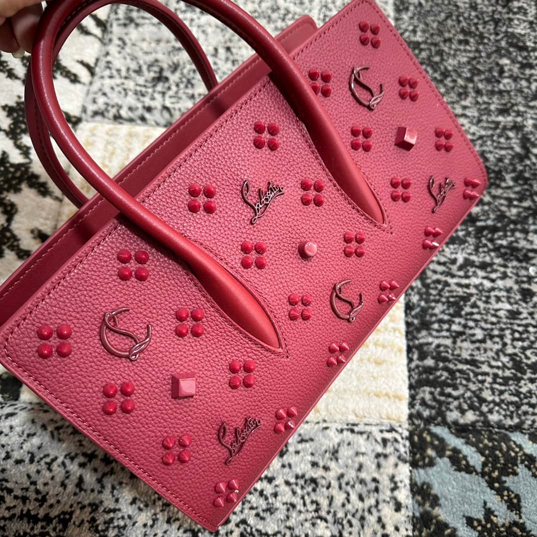 Christian Louboutin Paloma leather tote bag in red with spikes &studs High