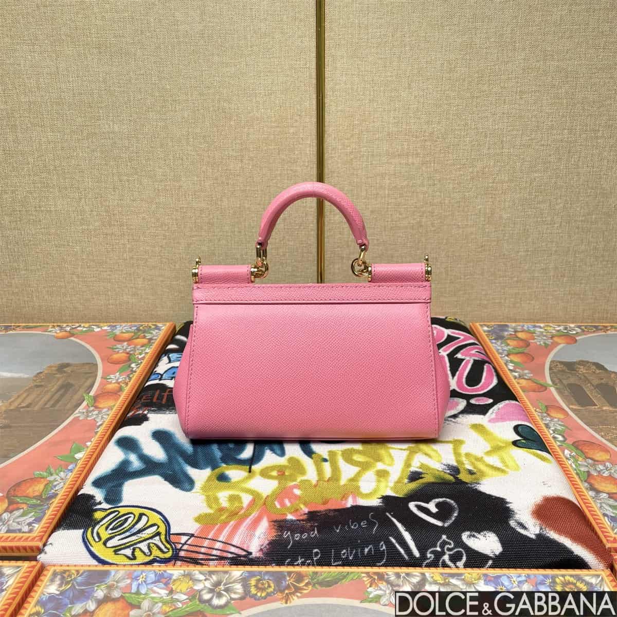 Dolce & Gabbana Miss Sicily top handle bag calfskin leather Pink High