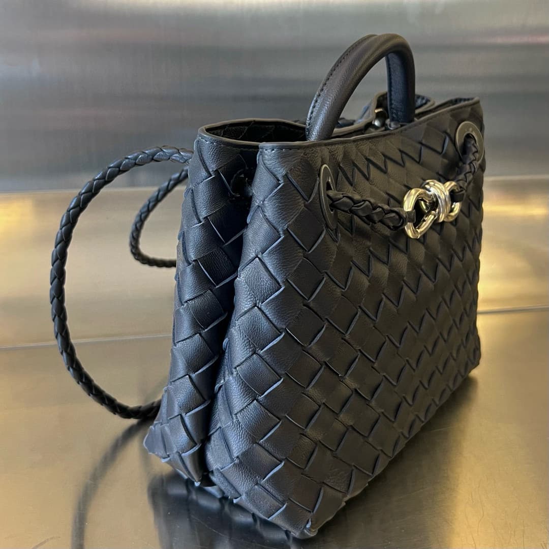 Small Andiamo Top handle Silver Metal bag Black High