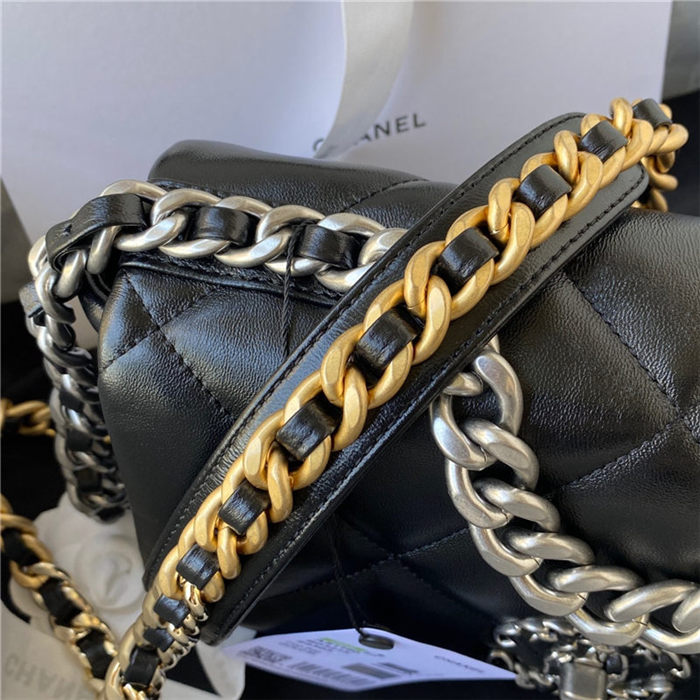 Chanel 19 Flap Bag Lambskin Black Silver High
