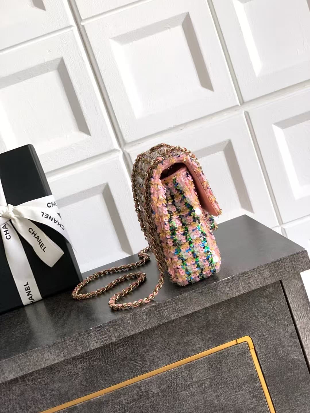 Chanel Flap Bag Sequins & Gold-Tone Metal AS4561 A