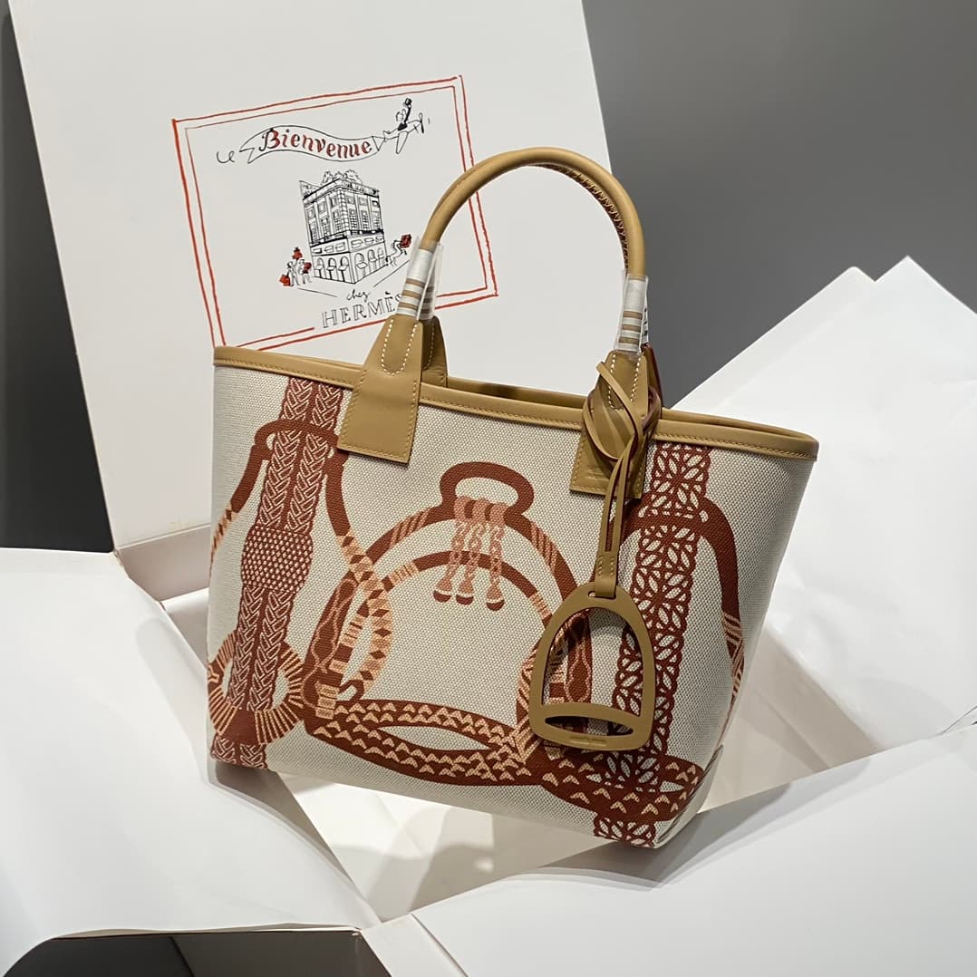 Hermes Steeple Bags Leather with Canvas WAX High