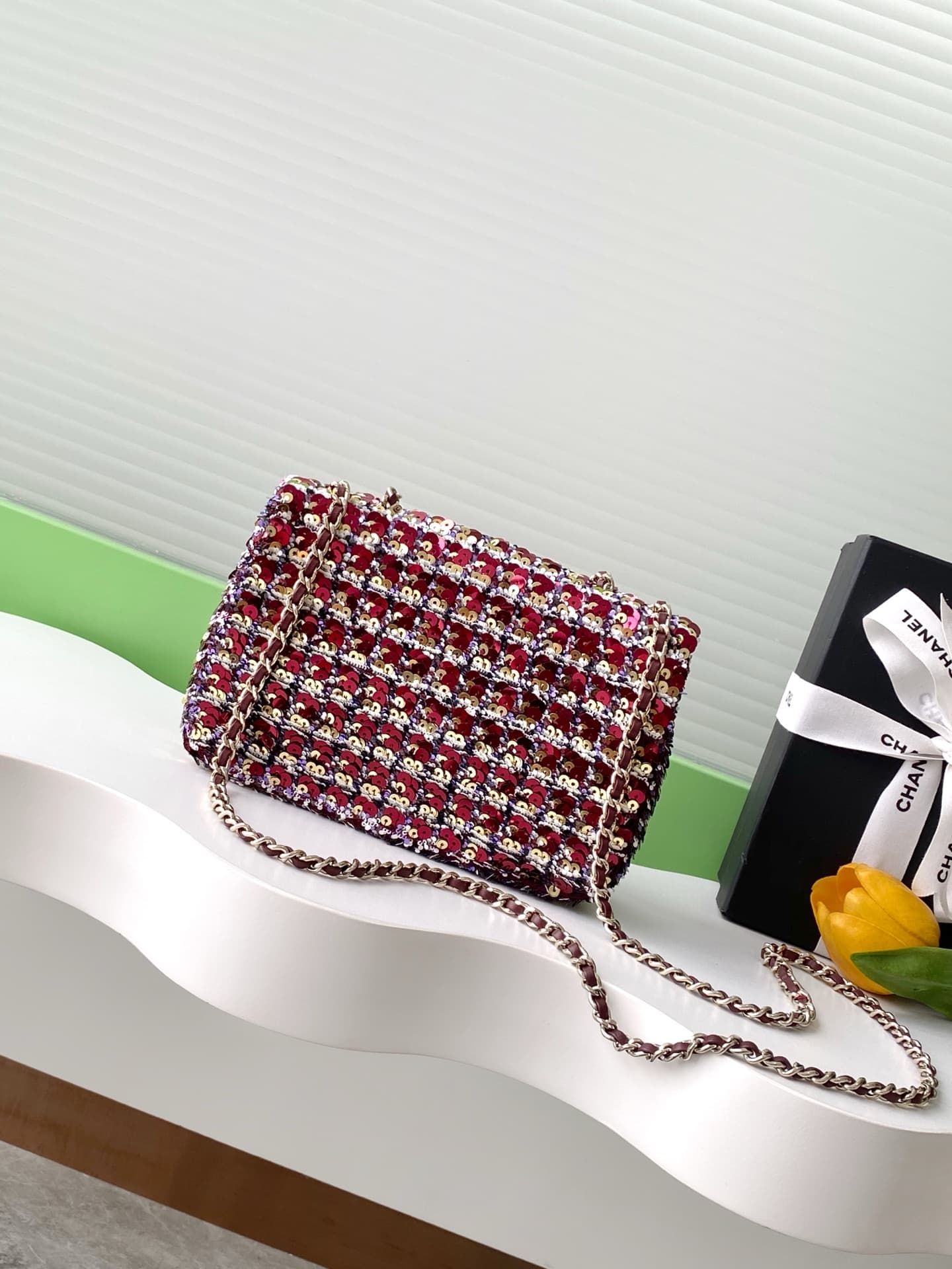 Chanel Flap Bag Sequins & Gold-Tone Metal AS4561  A