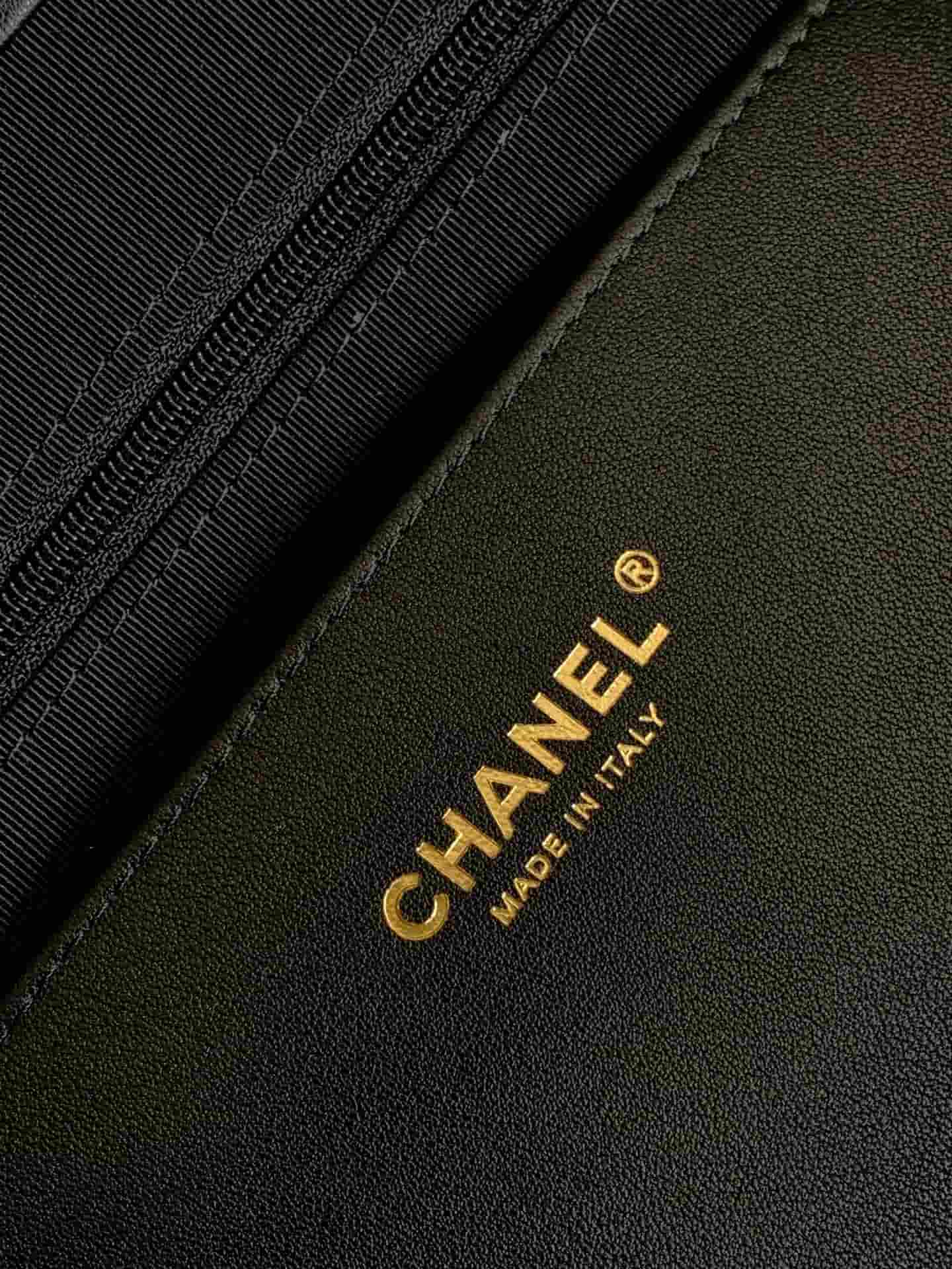 Chanel Deauville tote bag Striped canvas & Gold-Tone Metal Black AS6007 A