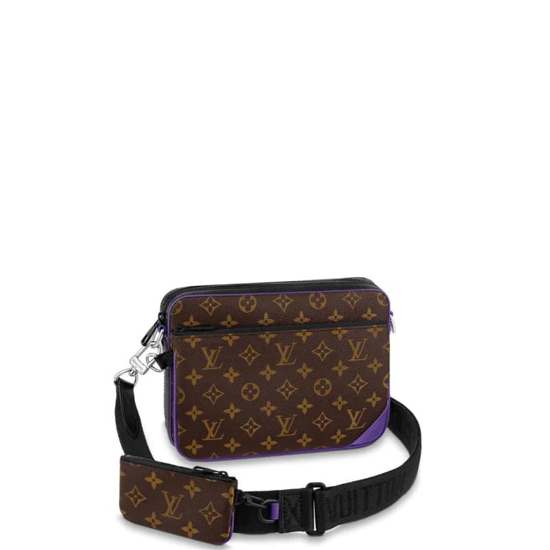 Louis Vuitton TRIO MESSENGER Monogram Macassar coated canvas and Purple cowhide leather M46266 TOP