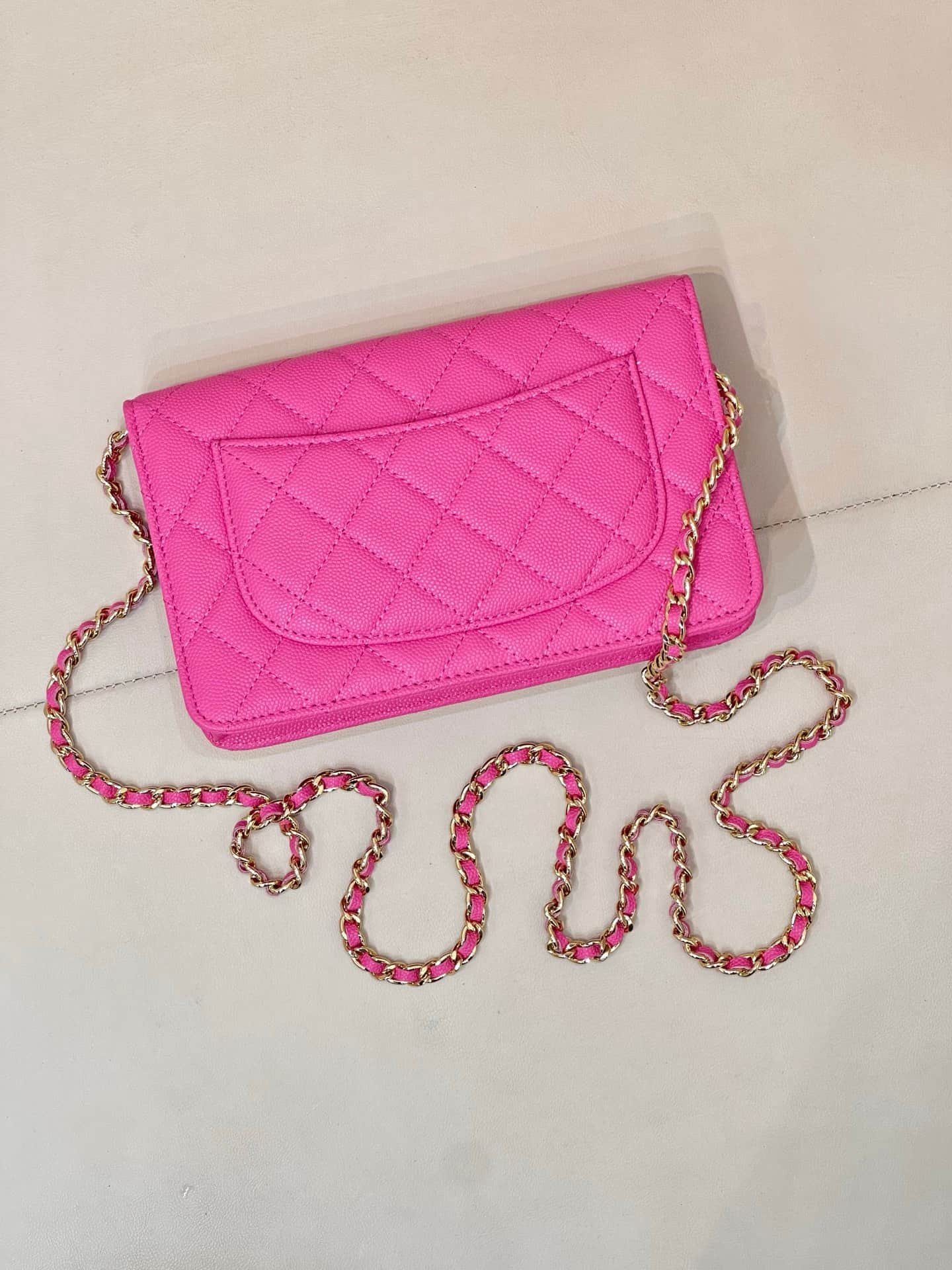 Chanel Classic Wallet on Chain Grained Shiny Calfskin& Gold-Tone Metal AP4241 Plum Red TOP