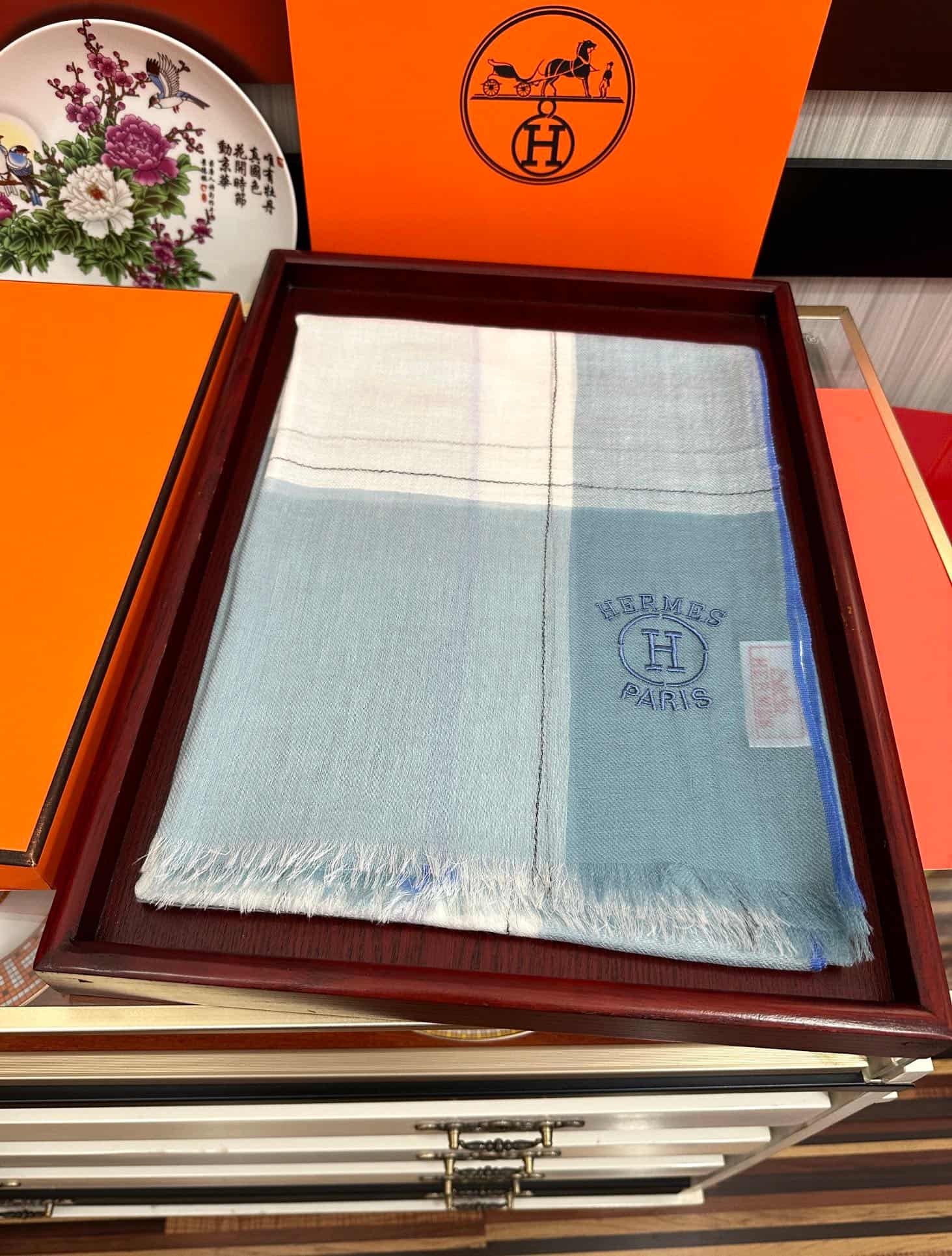 Hermes Libris stole cashmere and silk
