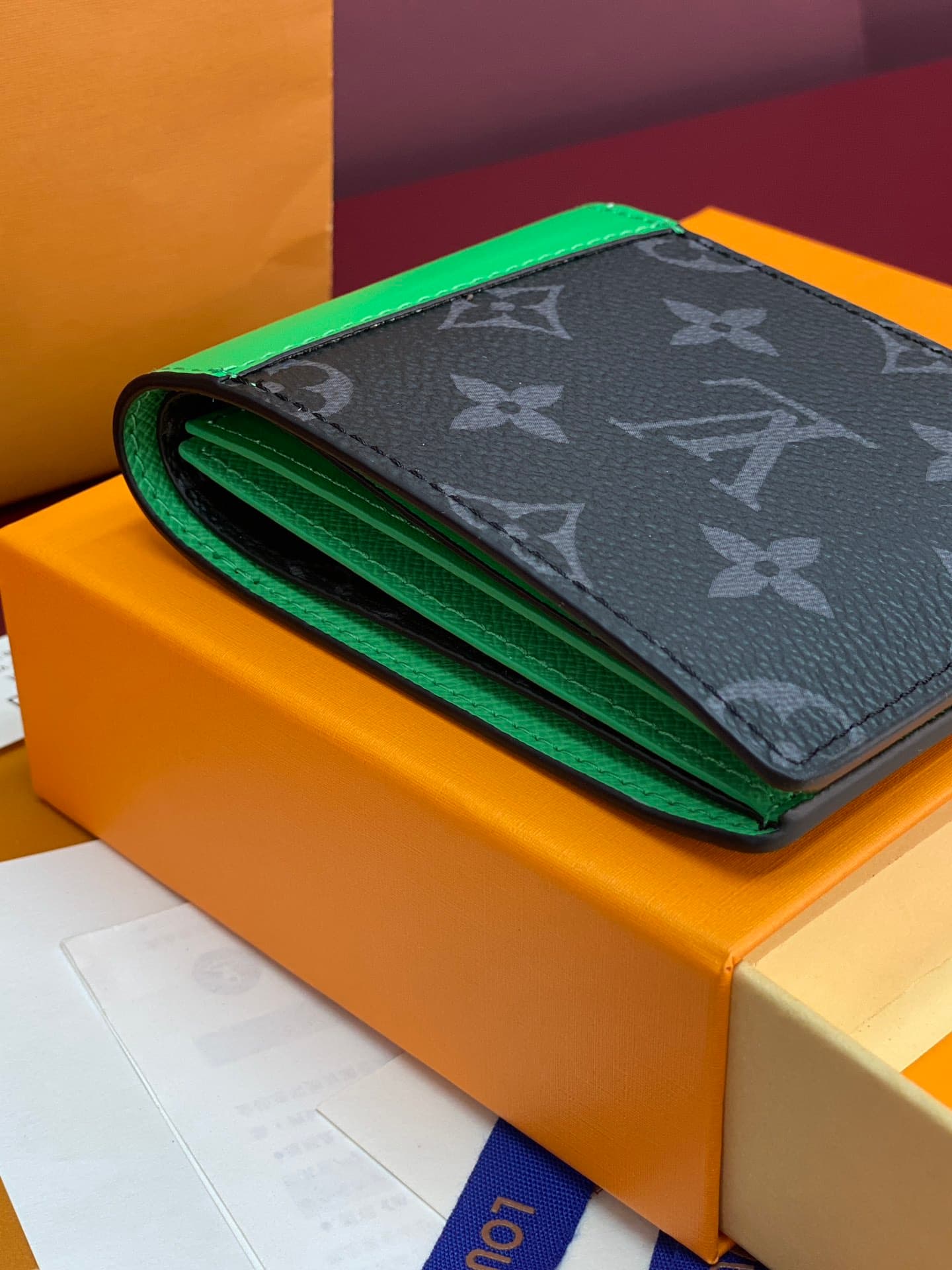 Louis Vuitton Slender Wallet Monogram Eclipse coated canvas M25849 Bamboo Green High
