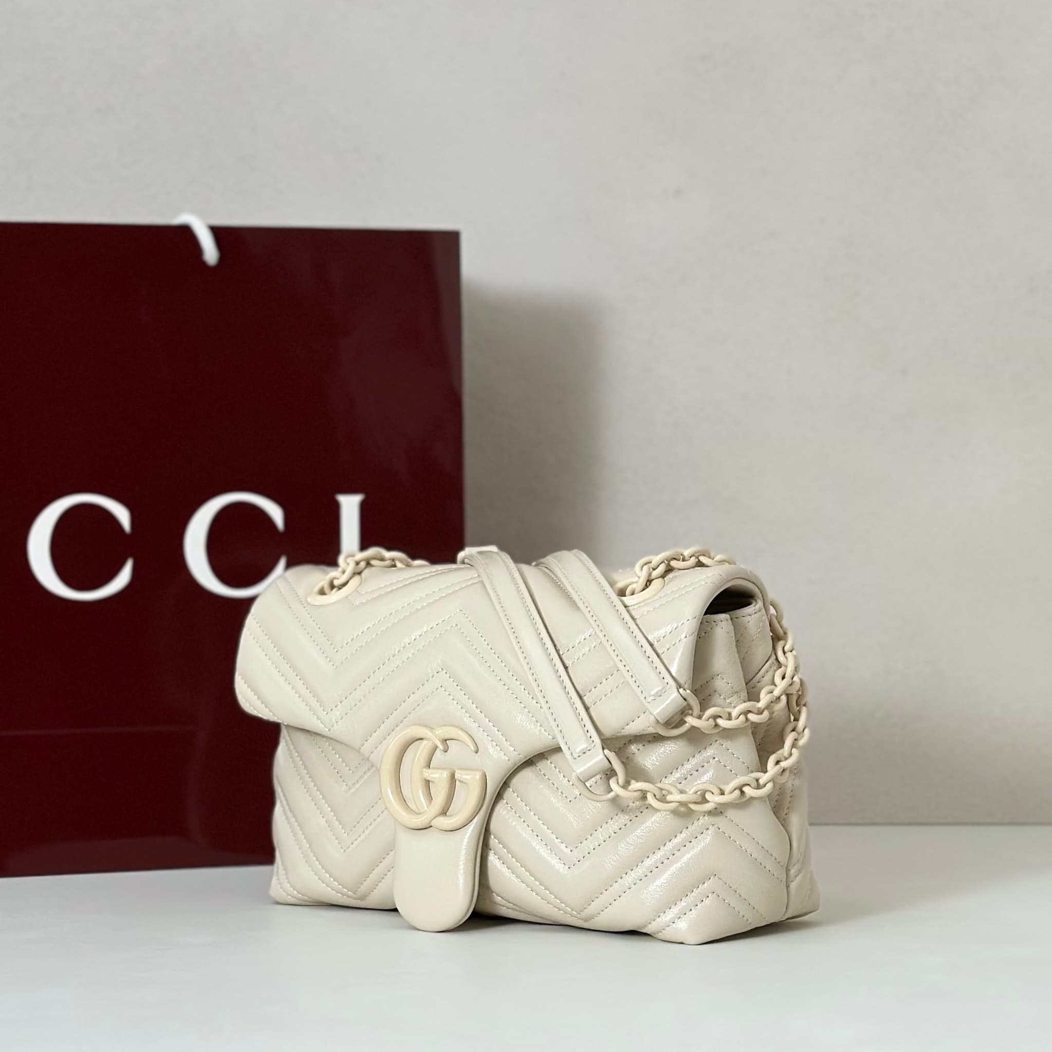 Gucci GG Marmont Small Shoulder Bag 855371 Cream High
