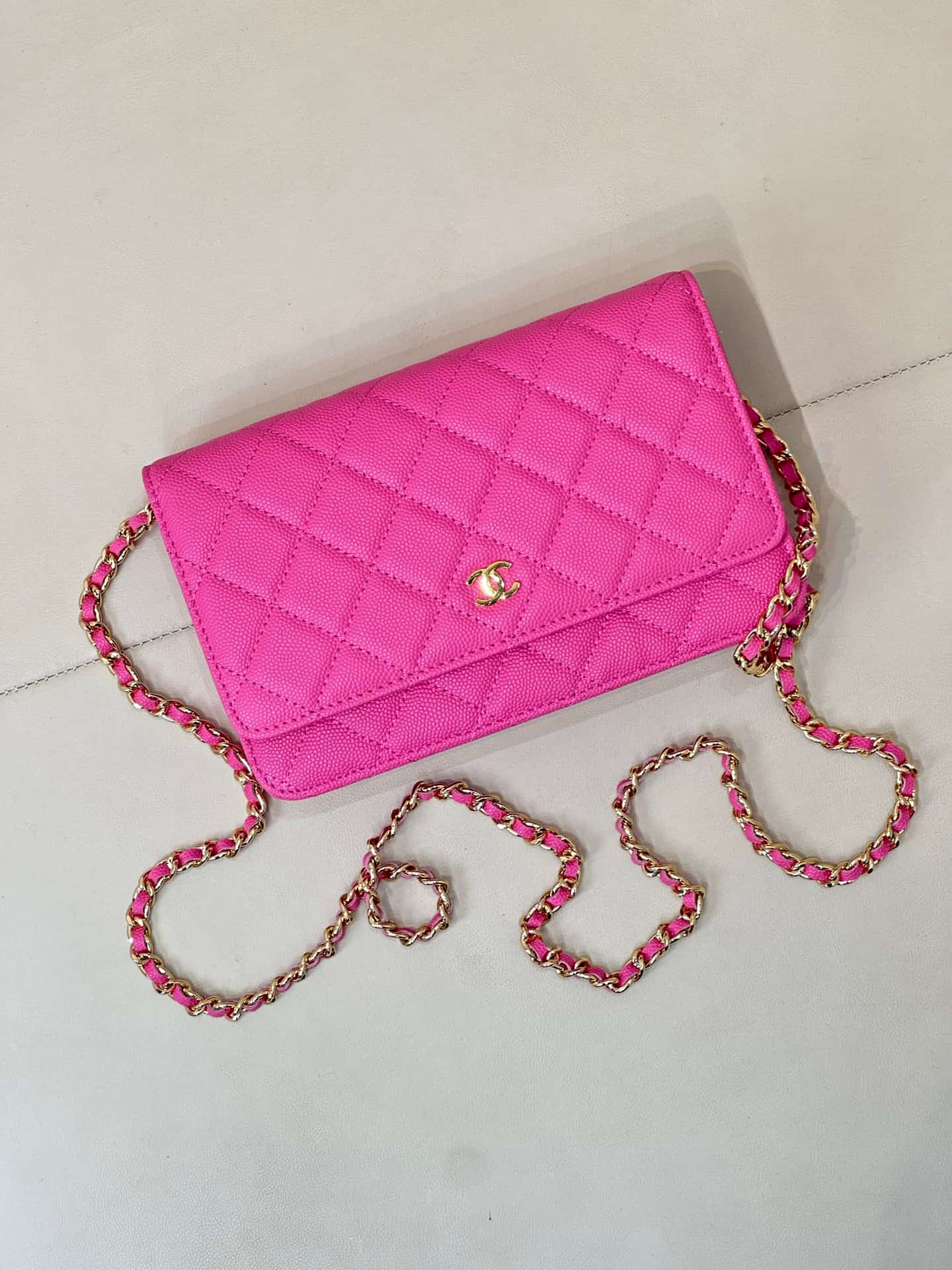 Chanel Wallet on Chain Grained Calfskin& Gold-tone Metal AP0250 Plum Red TOP
