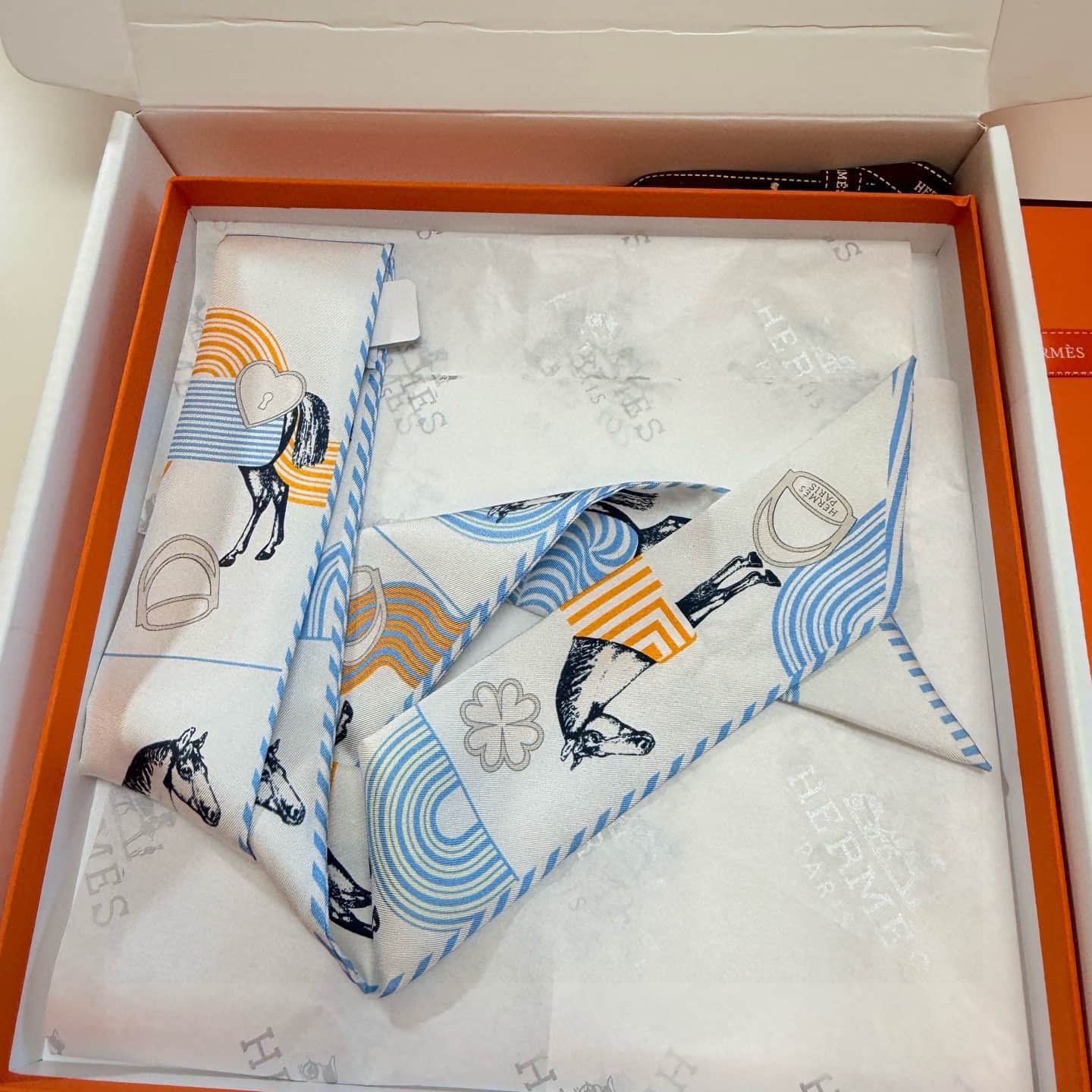 Hermes Garde-Robe Pop silk Twilly scarf