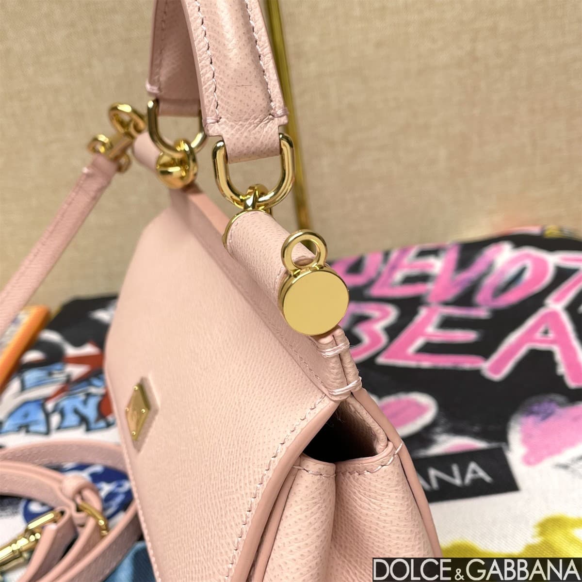 Dolce & Gabbana Miss Sicily top handle bag calfskin leather Light Pink High