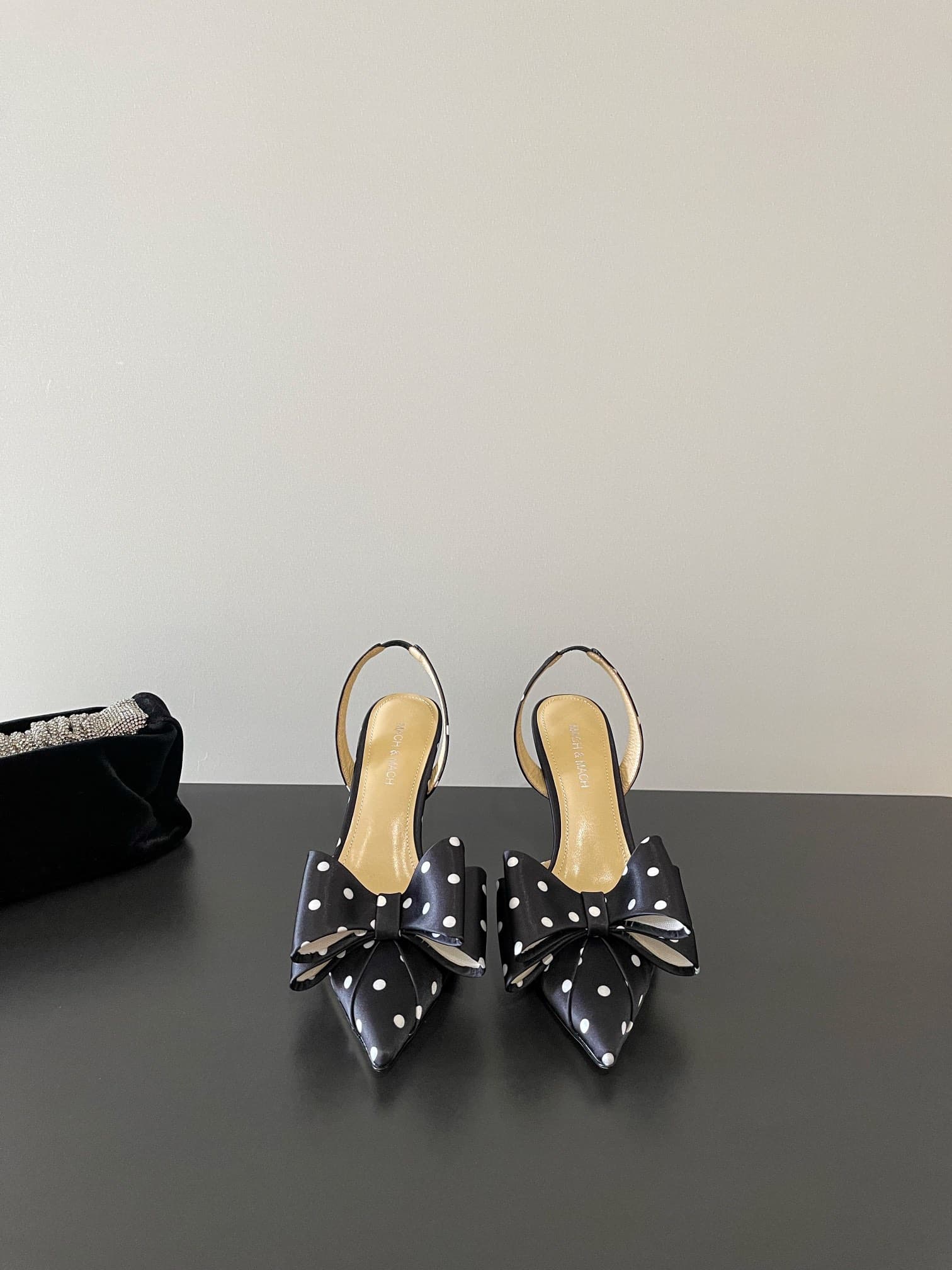 Mach Mach Le Cadeau Bow Polka Dot Slingback Pump Shoes Women