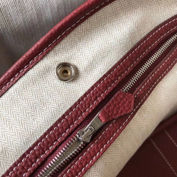 Hermes Garden Party 30/36 Bag Calfskin In Red High