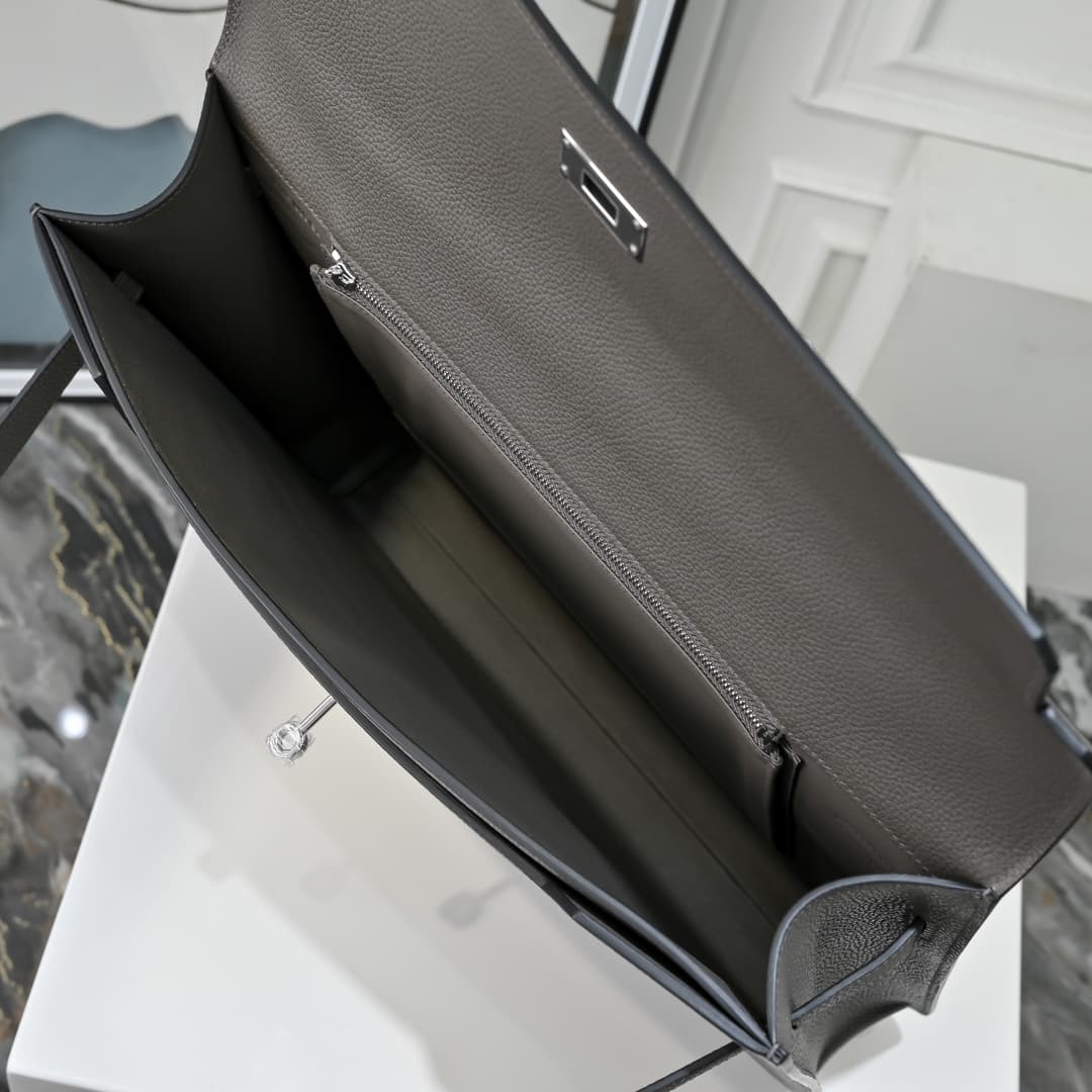 Hermes Kelly depeches Togo 36 briefcase In EtaIn Metal CalfskIn WAX High