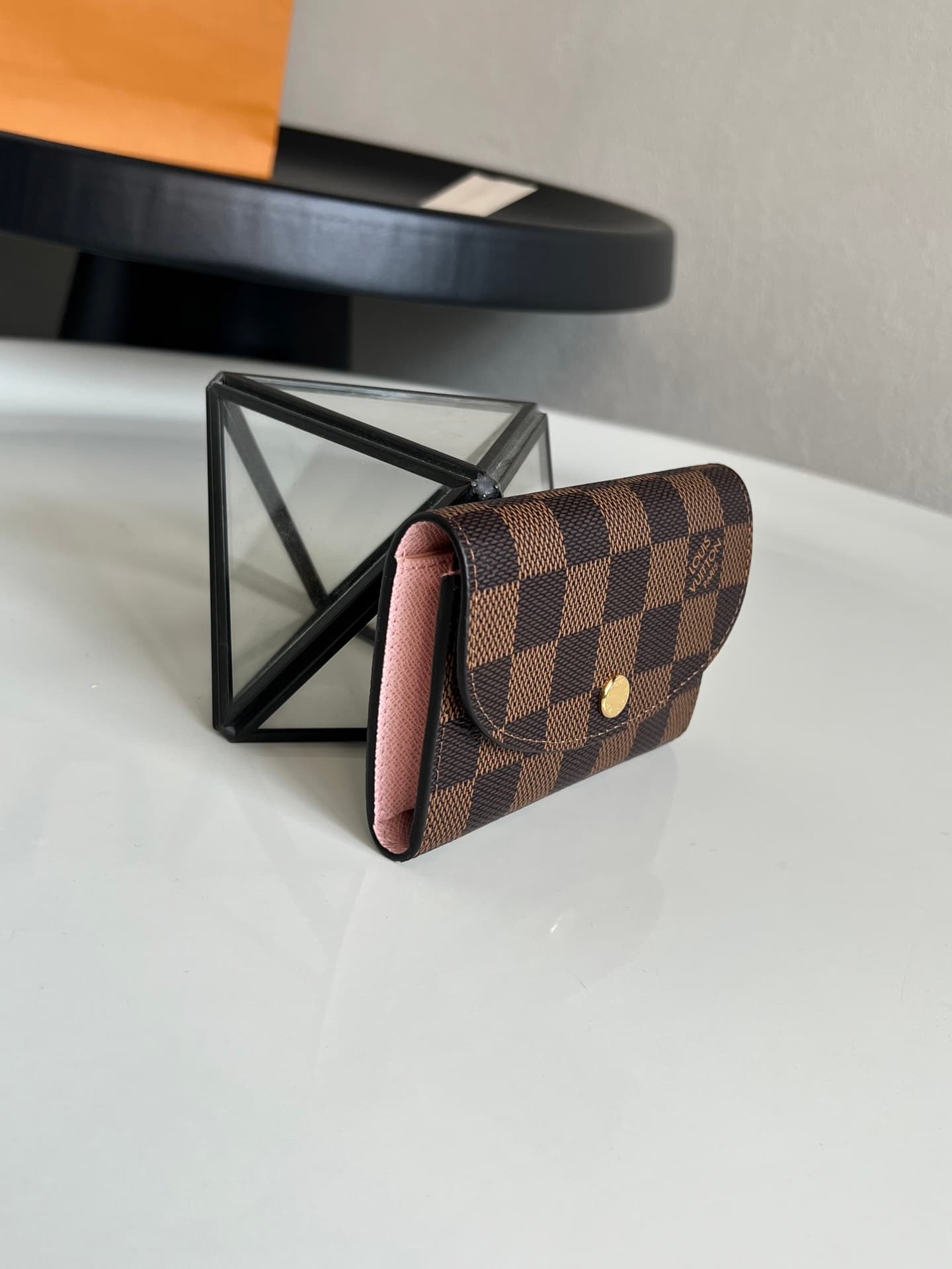 Louis Vuitton Damier Azur Canvas & Leather Rosalie Coin Purse M62361 Brown High