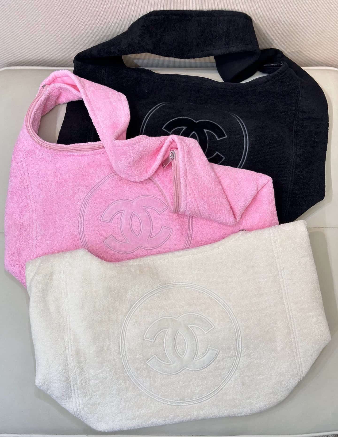 Chanel Beach Hobo Handbag Towelling Cotton TOP