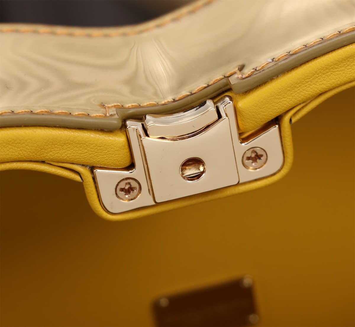 Dolce & Gabbana gold patent leather DG Logo handbag high