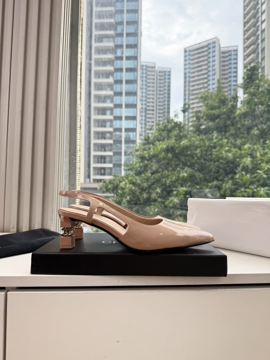 Chanel Patent Calfskin Slingback Pumps