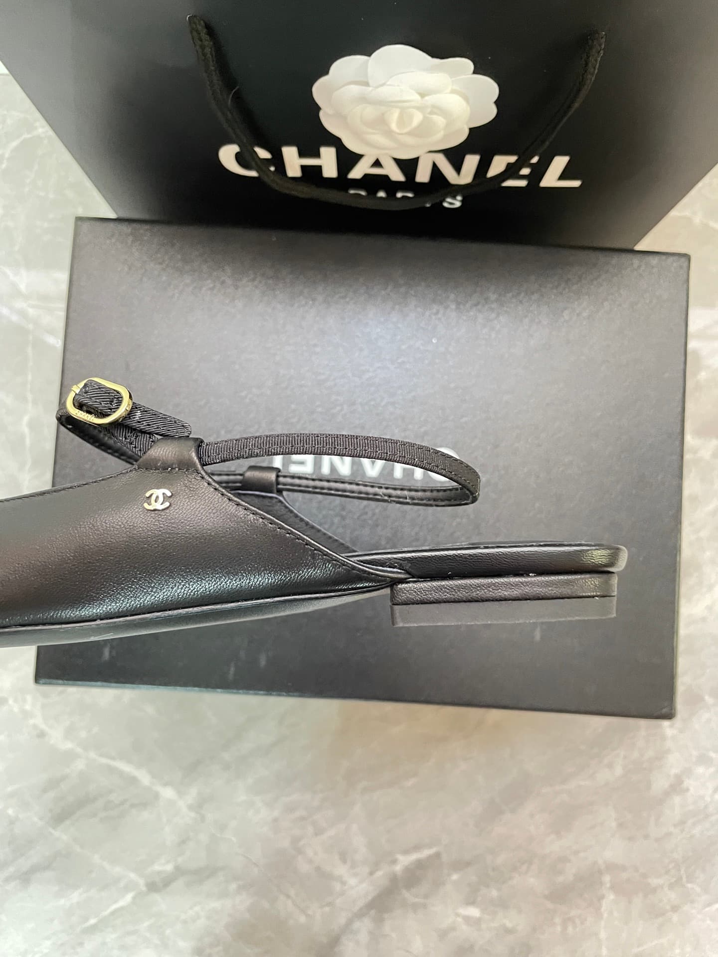 Chanel CC slingback flats women