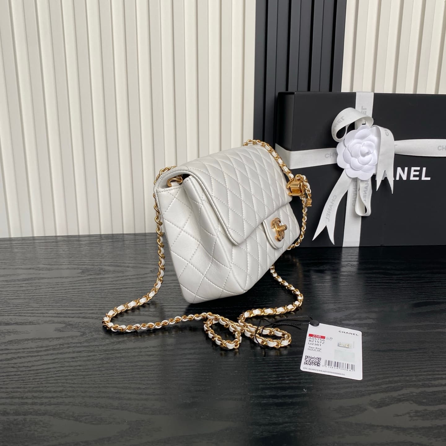 Chanel Classic Flap Bag Lambskin & Gold-Tone Metal AS5756 White High