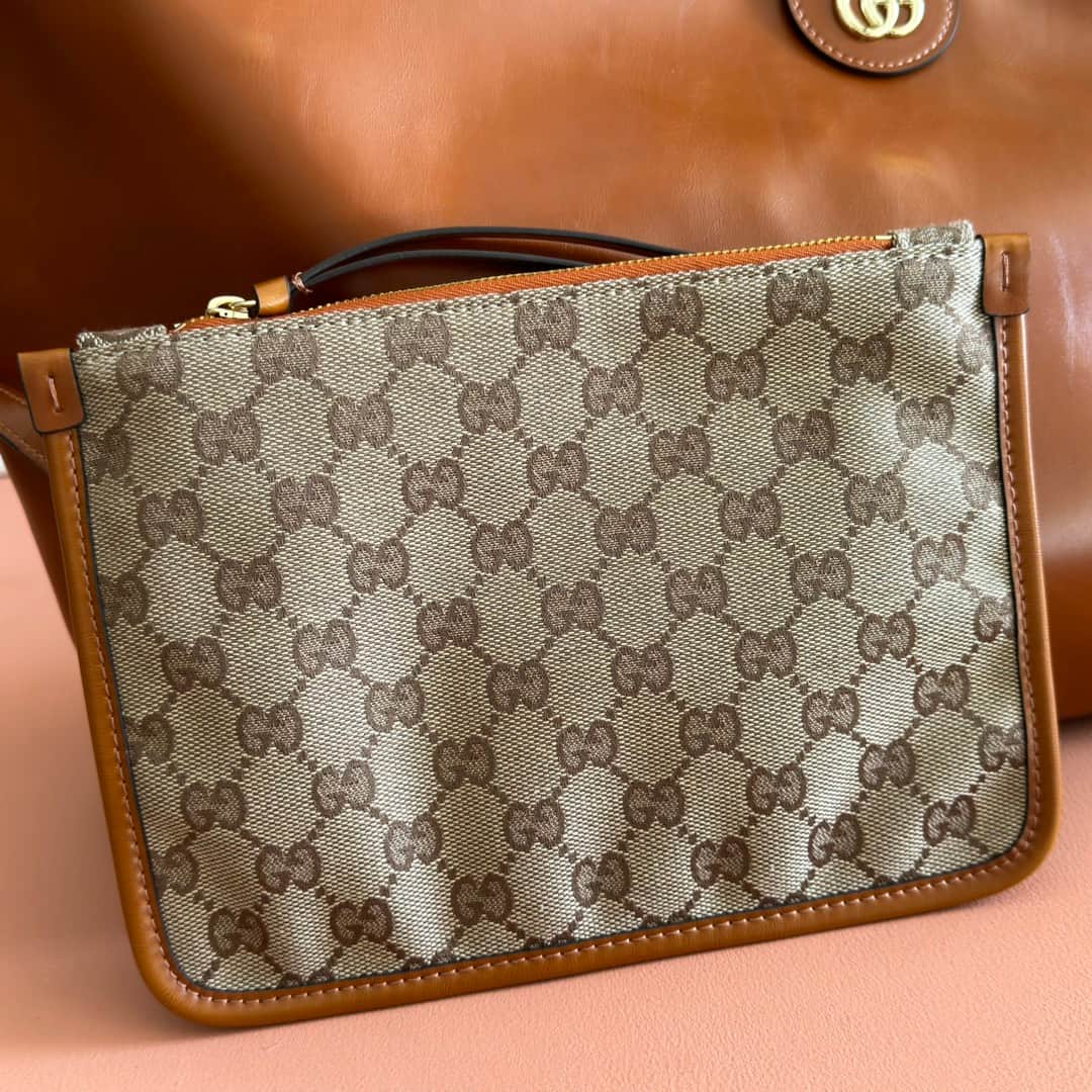 Gucci Giglio large tote bag Dark brown soft glossy leather ‎853971 High