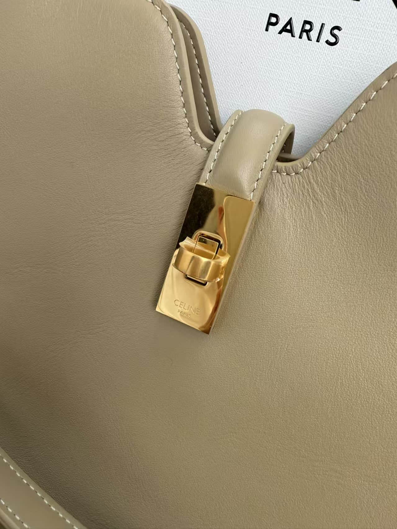Celine SMALL CAMILLE 16 SOFT BAG IN SMOOTH CALFSKIN SMOKED BROWN High