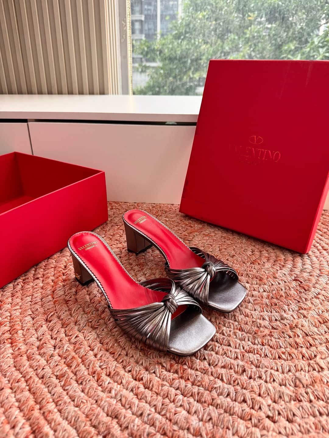 Valentino Garavani Annet Metallic Leather Sandal Shoes Women