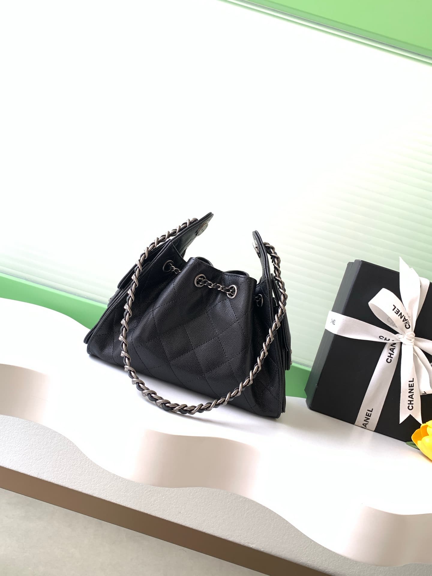 Chanel 25 Mini Hobo handbag AS5631 Grained calfskin & Silver-tone metal Black A