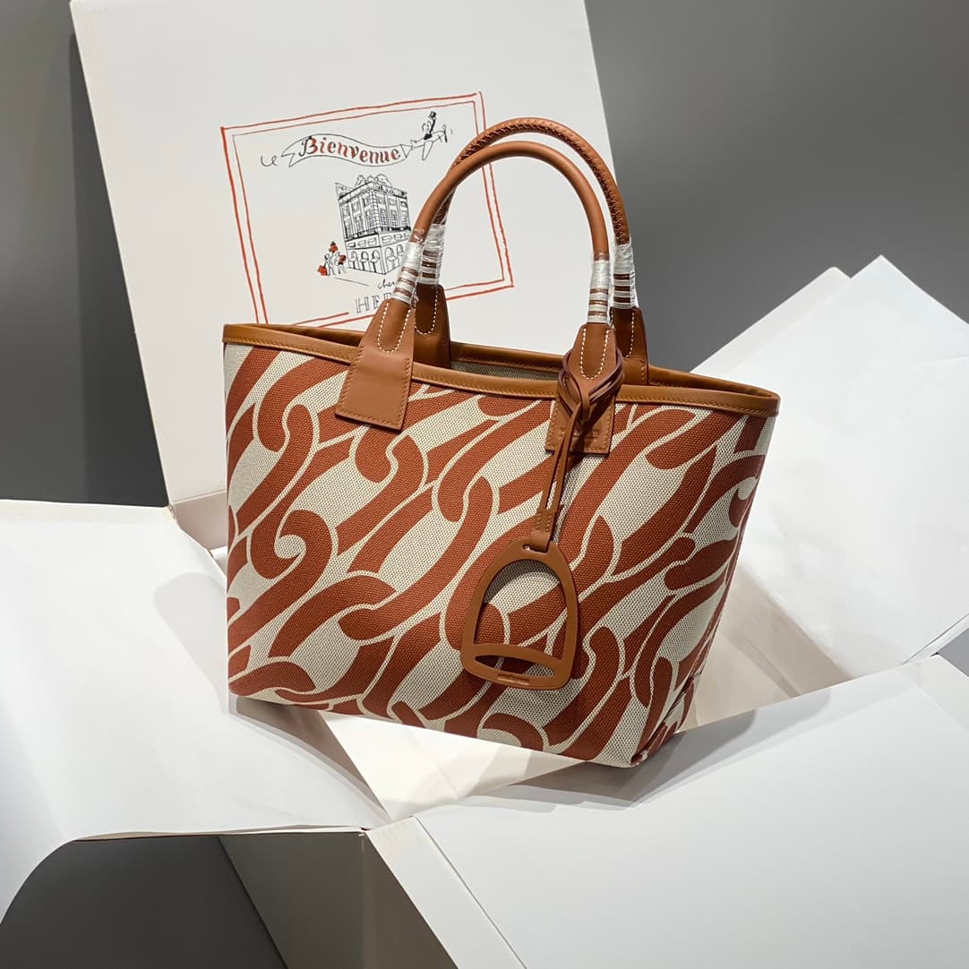 Hermes Steeple Bags Leather with Canvas WAX High