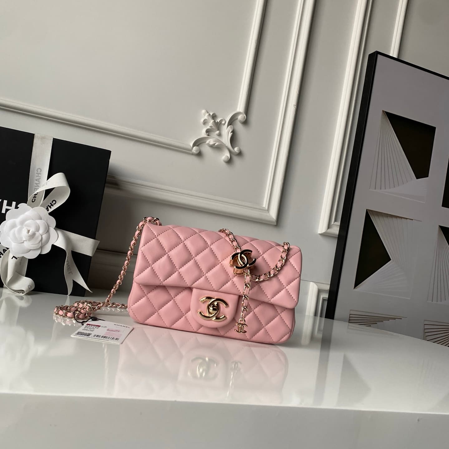 Chanel Classic Flap Bag Lambskin & Gold-Tone Metal AS5759 Pink A