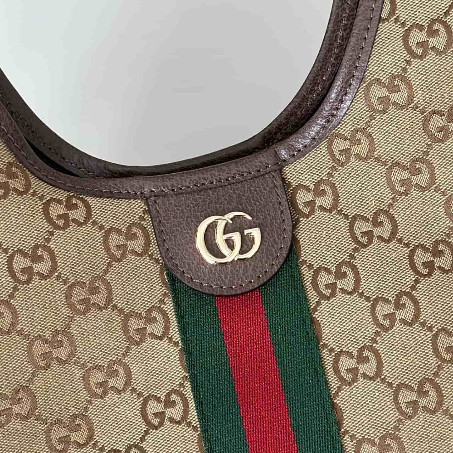 Gucci Giglio small tote bag 860845 beige and brown GG canvas High