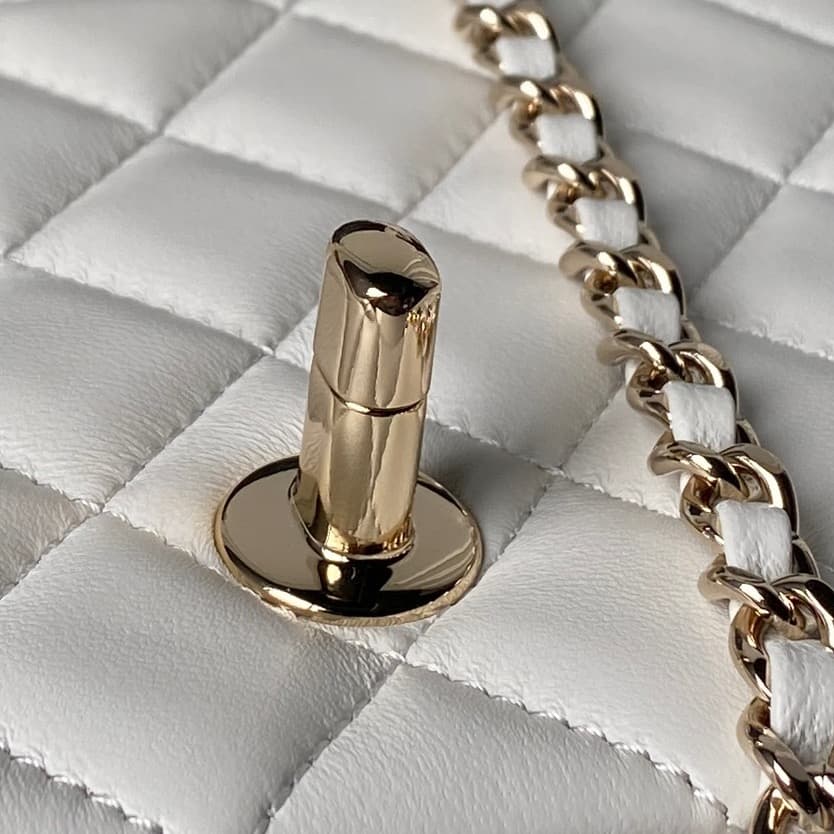 Chanel Mini Classic Flap Bag Lambskin & Gold-Tone Metal AS5758 White High