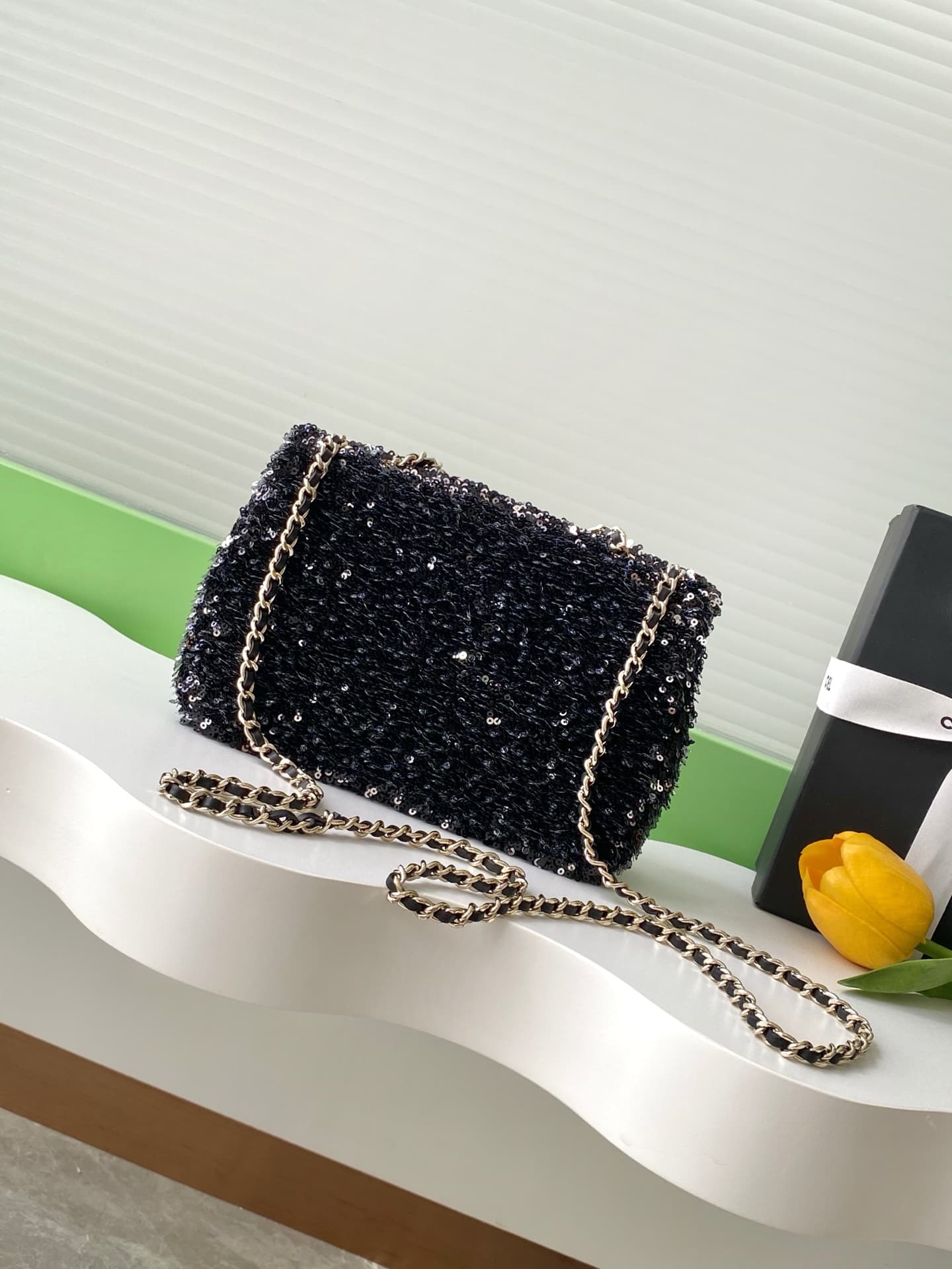 Chanel Flap Bag Sequins & Gold-Tone Metal AS4561  A