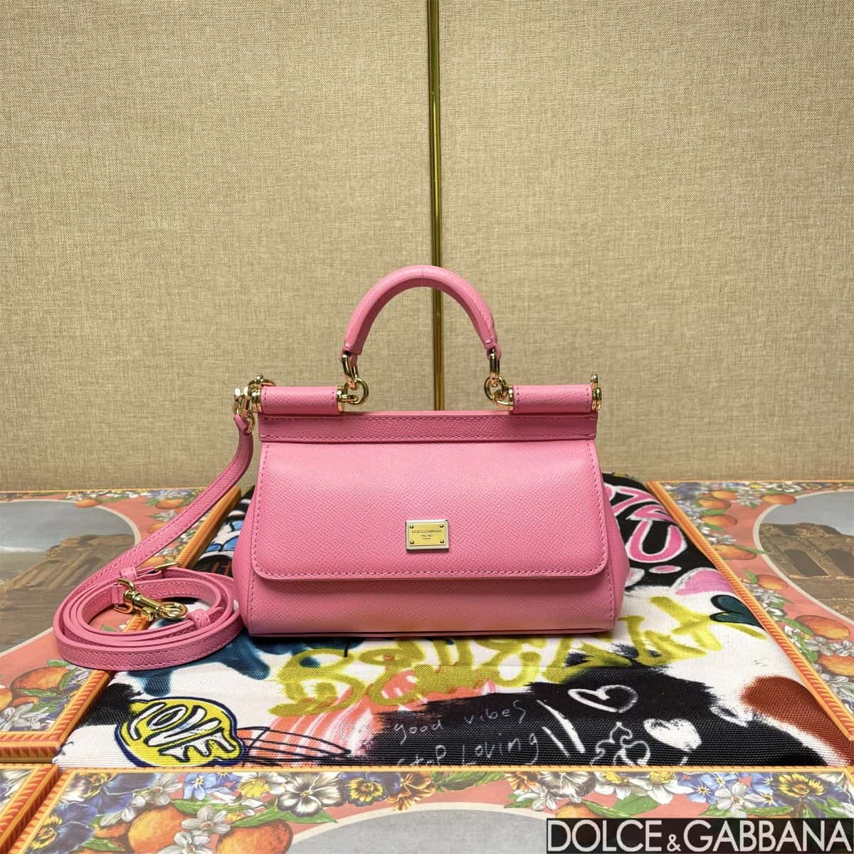 Dolce & Gabbana Miss Sicily top handle bag calfskin leather Pink High