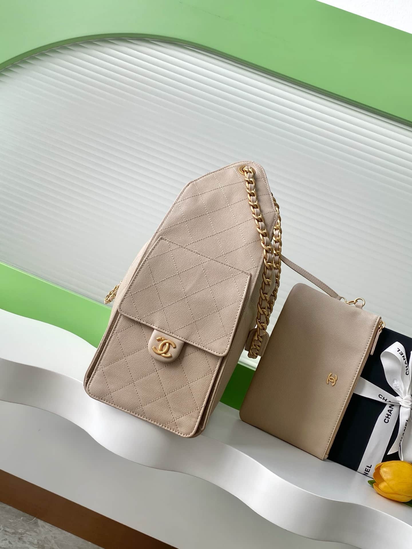 Chanel 25 Medium Hobo Medium handbag AS5311 Grained Calfskin & Gold-tone Metal Beige A