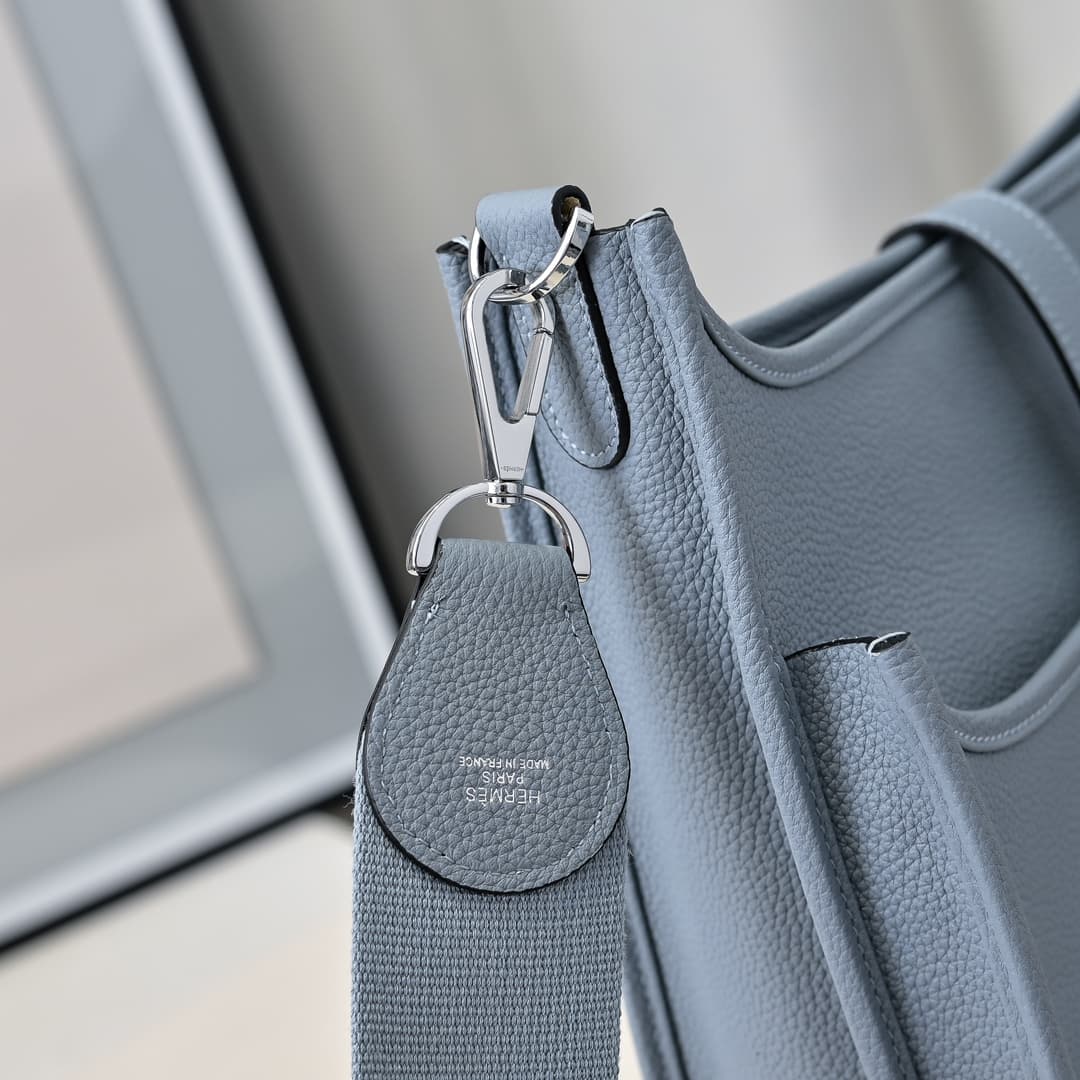 Hermes Evelyne III PM Bag Clemence Leather In Light Blue High