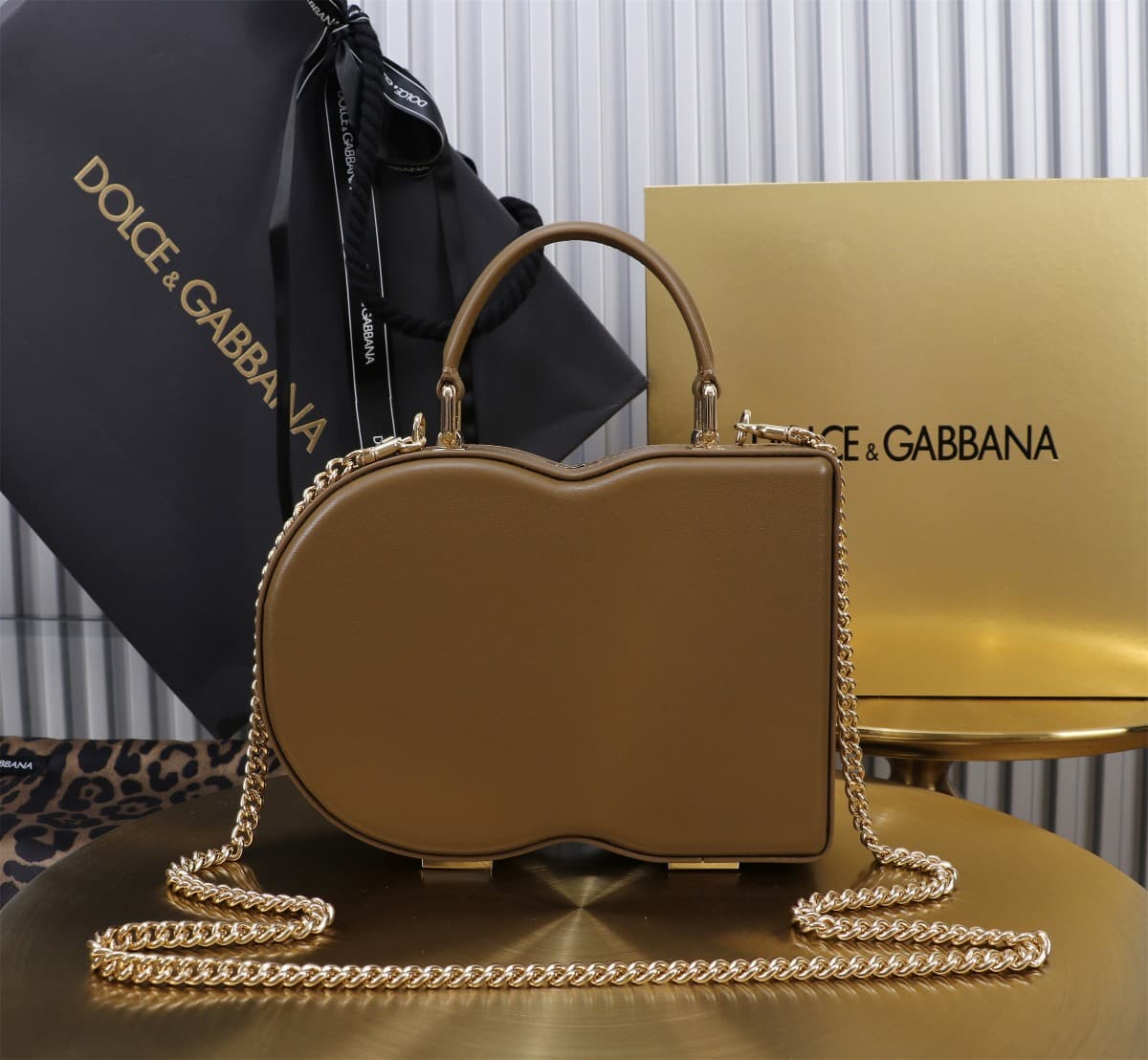 Dolce & Gabbana dark brown leather DG Logo handbag high