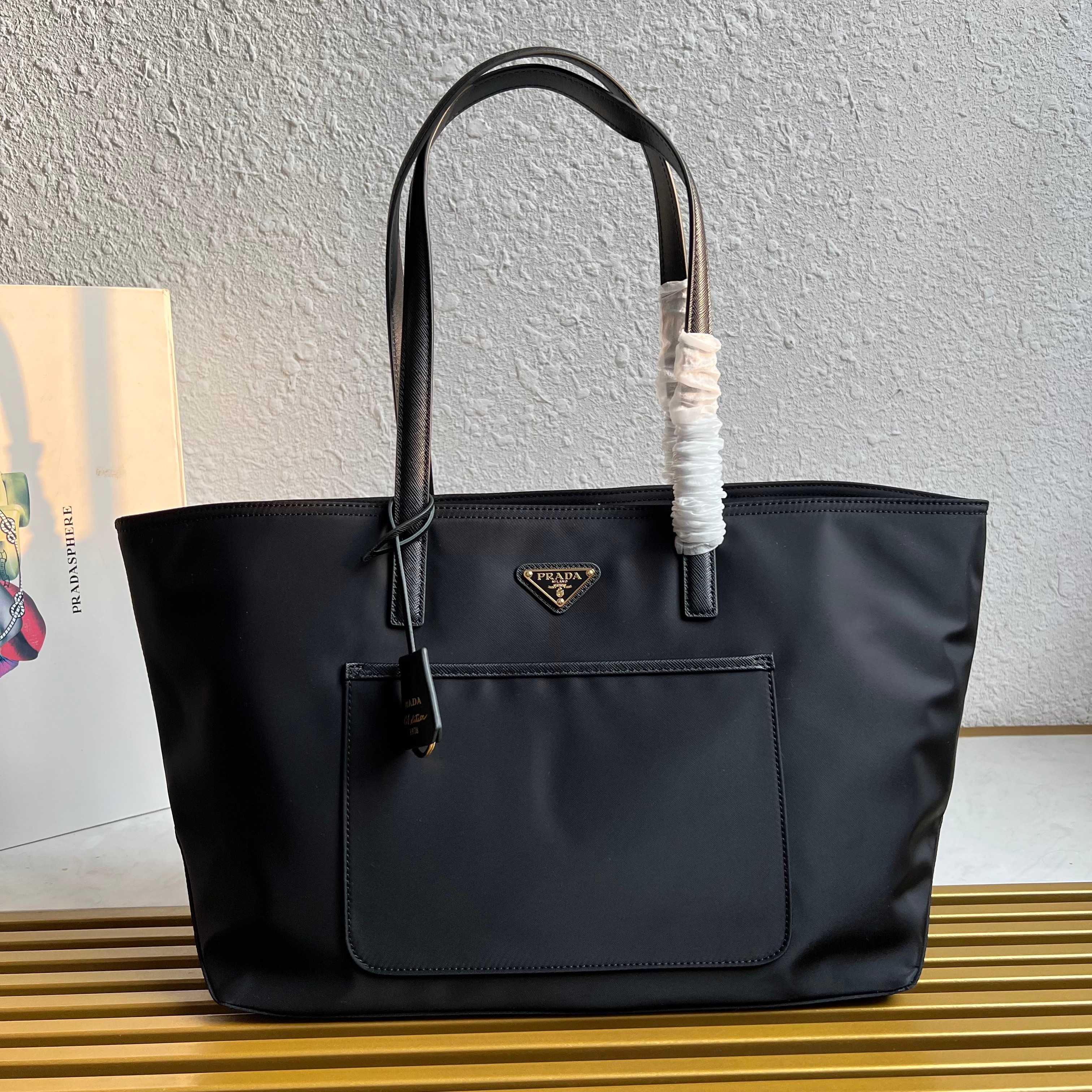 Prada Re-Edition 1978 medium Re-Nylon and Saffiano leather tote bag 1BG555 Black High