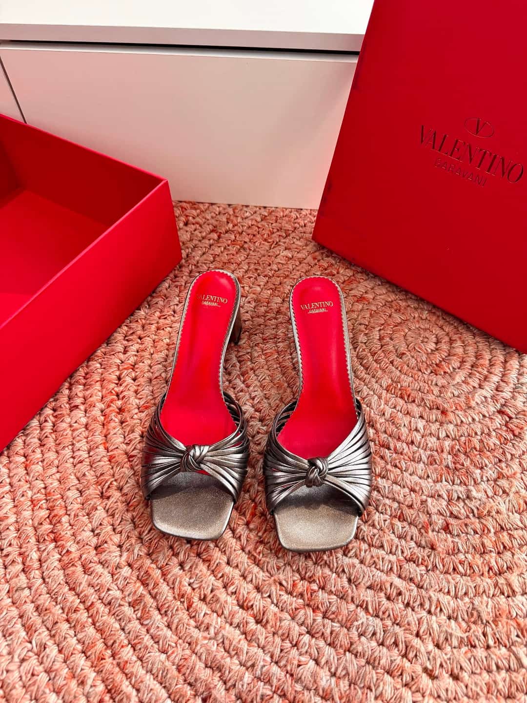 Valentino Garavani Annet Metallic Leather Sandal Shoes Women