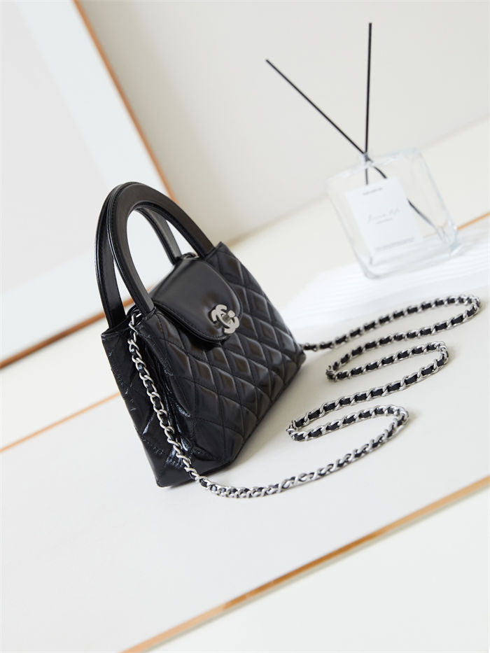 Chanel MINI SHOPPING BAG AS4416 Shiny Aged Calfskin & Silver-Tone Metal Black A
